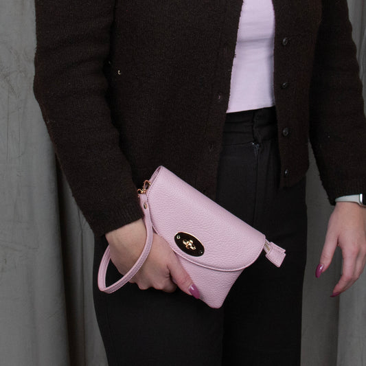 871836 Vesker, DANIELLE clutch med frontspenne  - lys rosa
