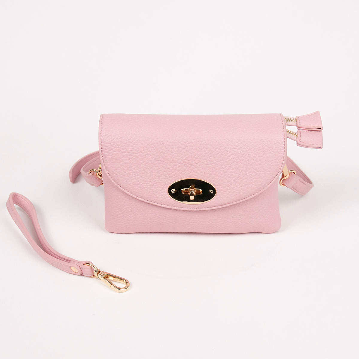 871836 Vesker, DANIELLE clutch med frontspenne  - lys rosa