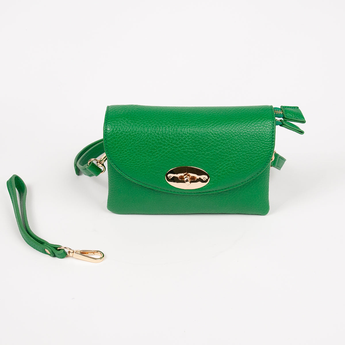 871855 Vesker, DANIELLE clutch med frontspenne  - sterk grønn