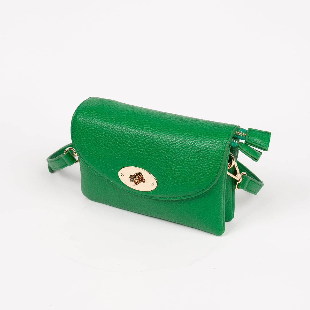 871855 Vesker, DANIELLE clutch med frontspenne  - sterk grønn