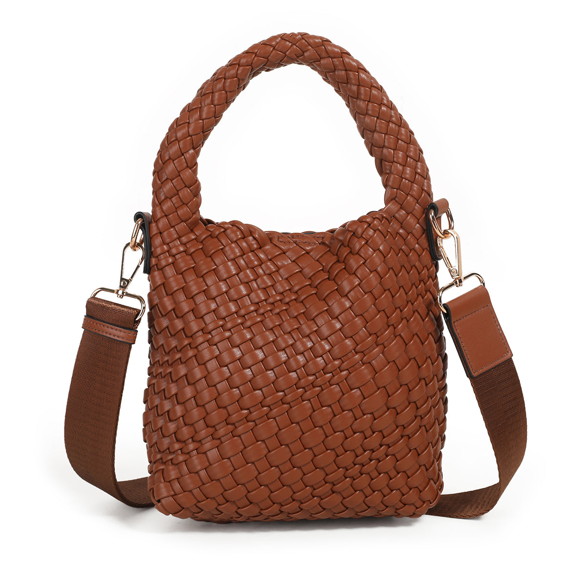 871915 Vesker, IZZY flettet mini bag - cognac