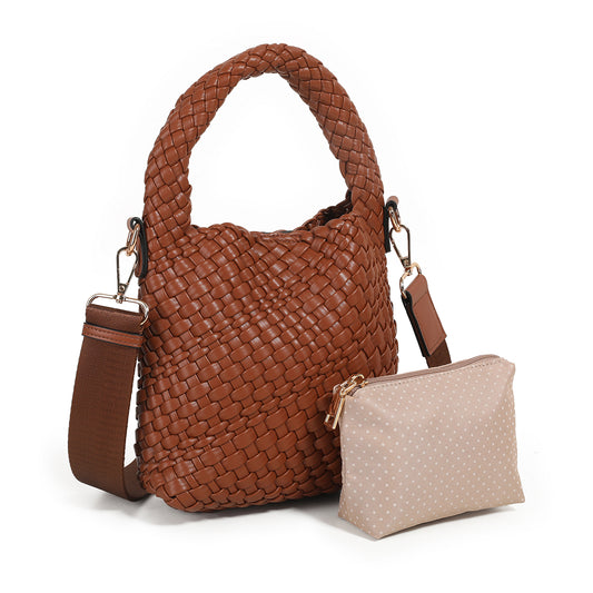 871915 Vesker, IZZY flettet mini bag - cognac