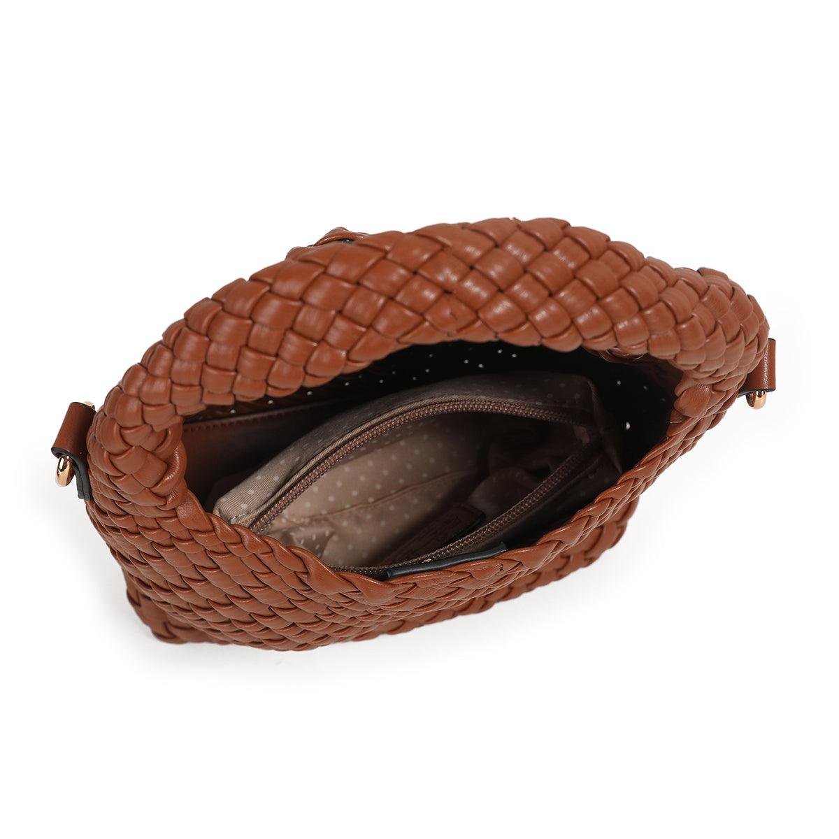 871915 Vesker, IZZY flettet mini bag - cognac