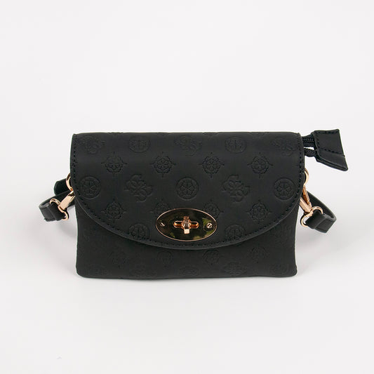872101 Vesker, DANIELLE clutch med preget mønster - svart