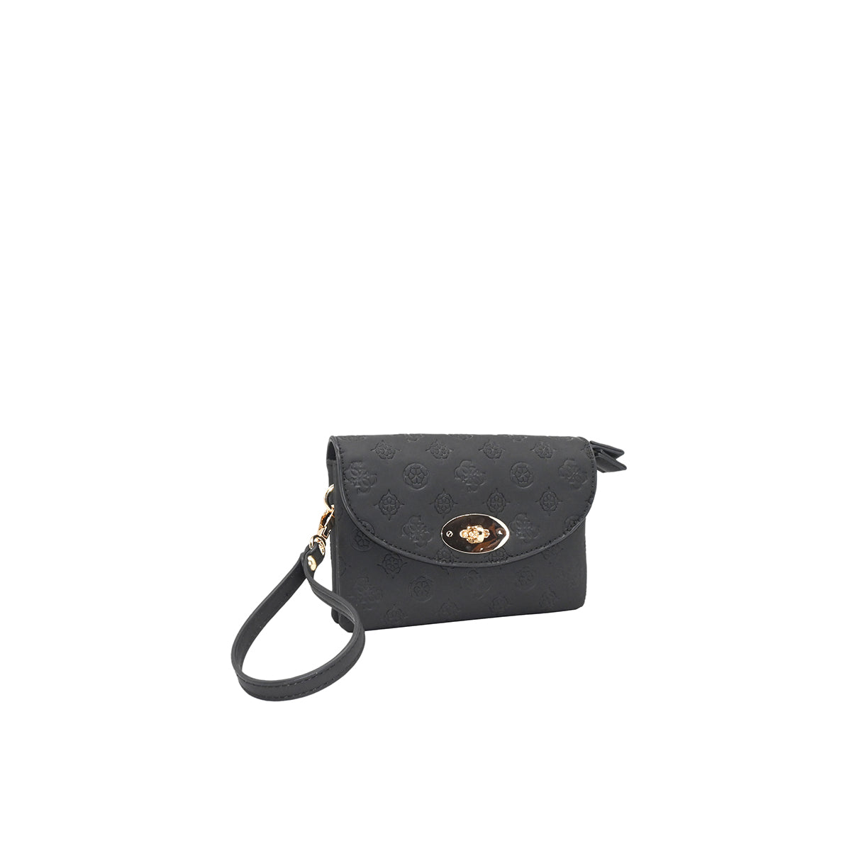 872101 Vesker, DANIELLE clutch med preget mønster - svart
