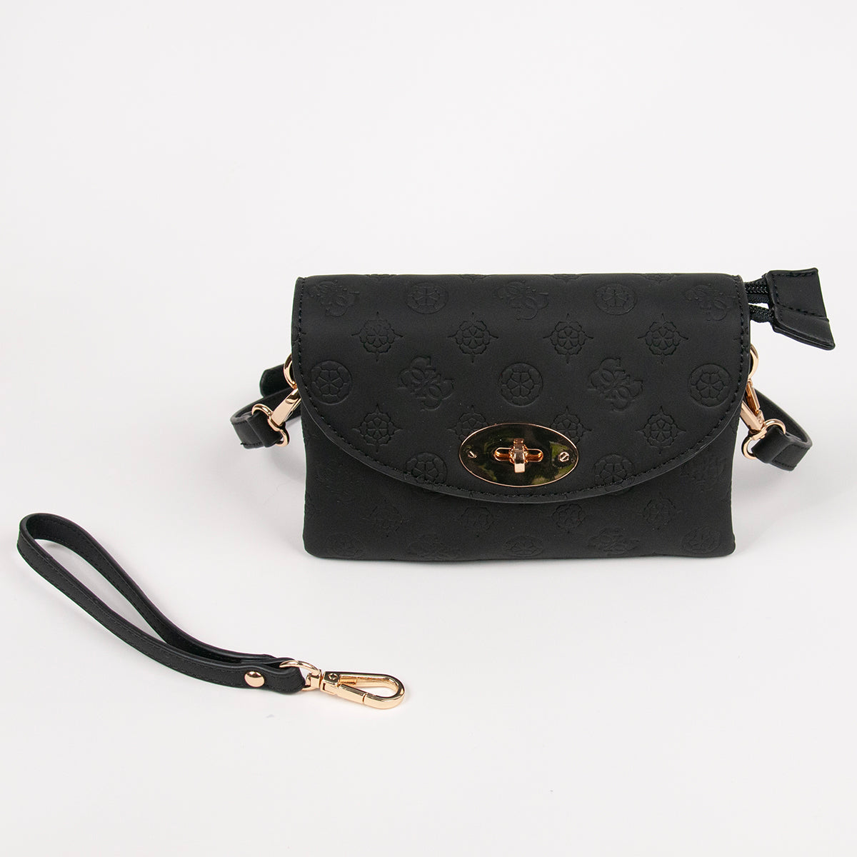872101 Vesker, DANIELLE clutch med preget mønster - svart