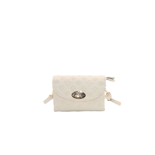 872105 Vesker, DANIELLE clutch med preget mønster - beige