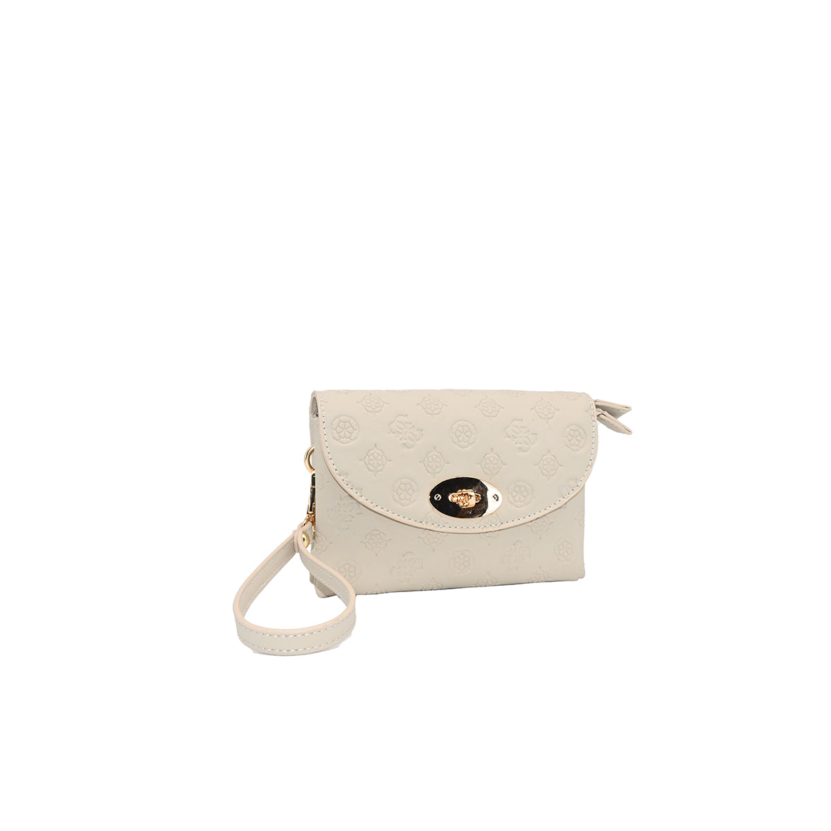 872105 Vesker, DANIELLE clutch med preget mønster - beige