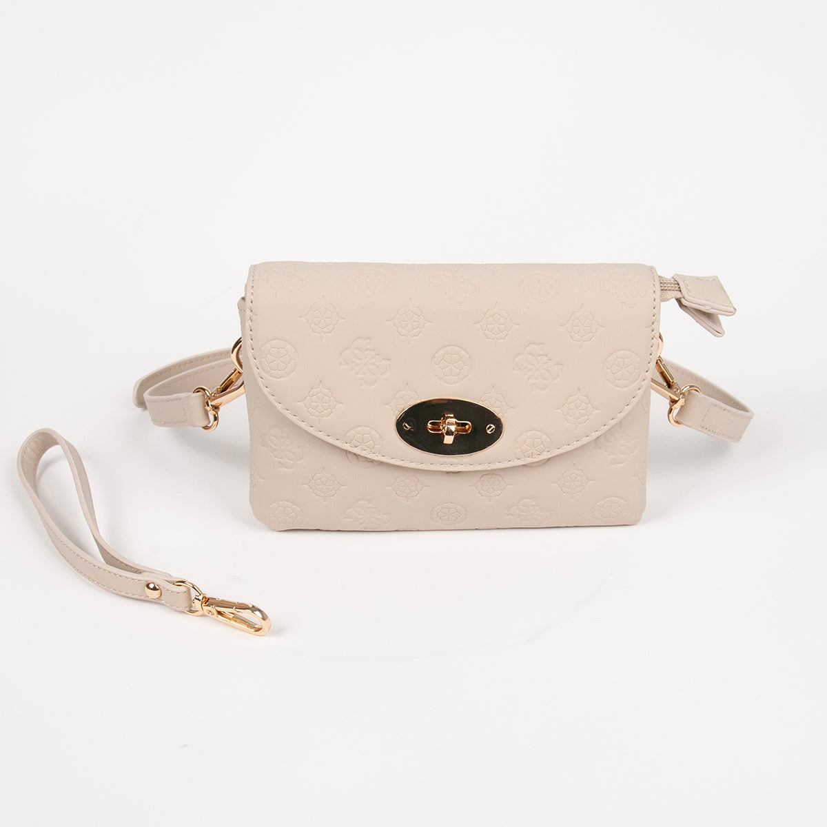 872105 Vesker, DANIELLE clutch med preget mønster - beige