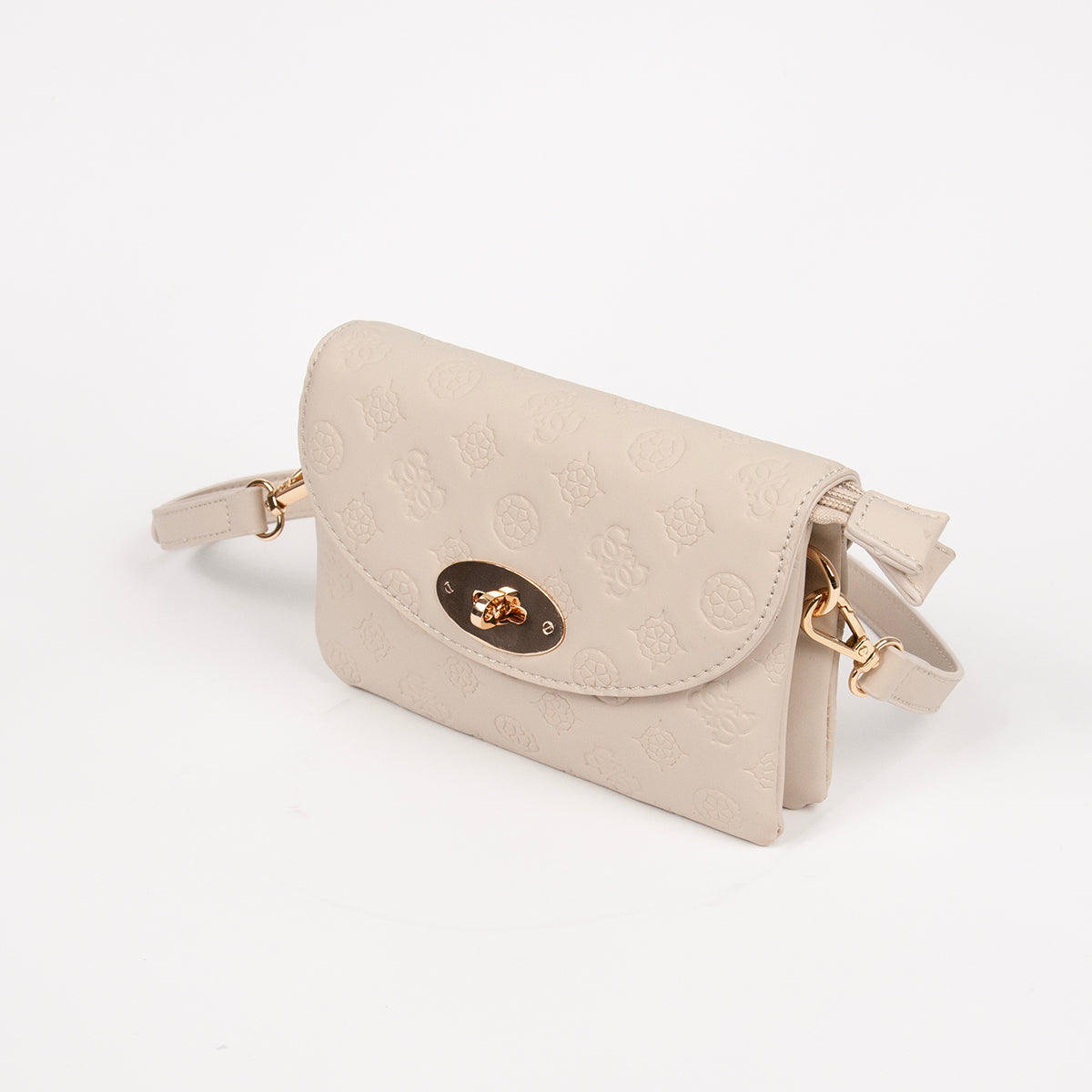 872105 Vesker, DANIELLE clutch med preget mønster - beige