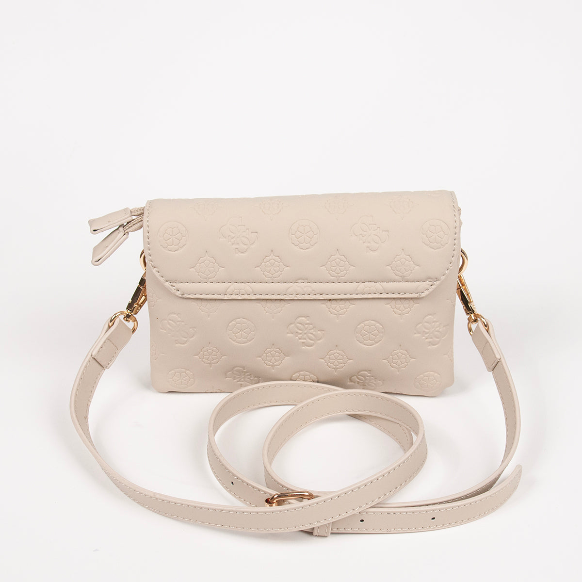 872105 Vesker, DANIELLE clutch med preget mønster - beige