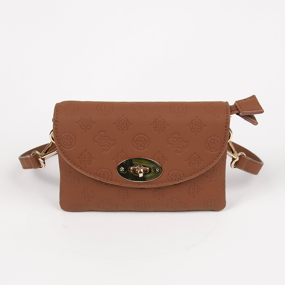 872115 Vesker, DANIELLE clutch med preget mønster - cognac