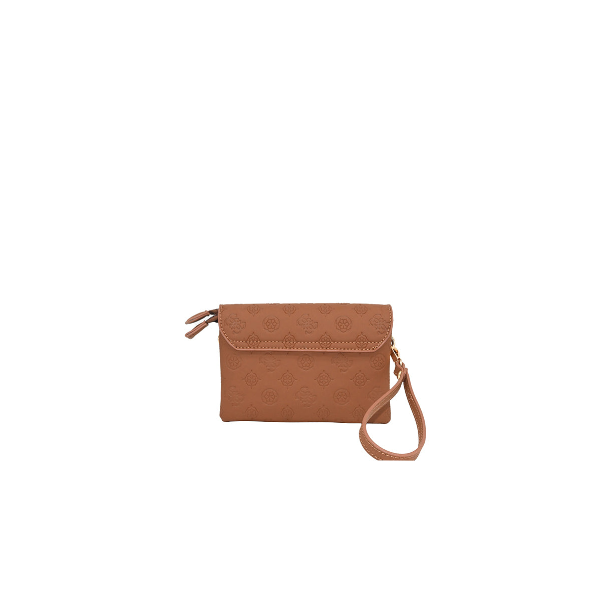 872115 Vesker, DANIELLE clutch med preget mønster - cognac