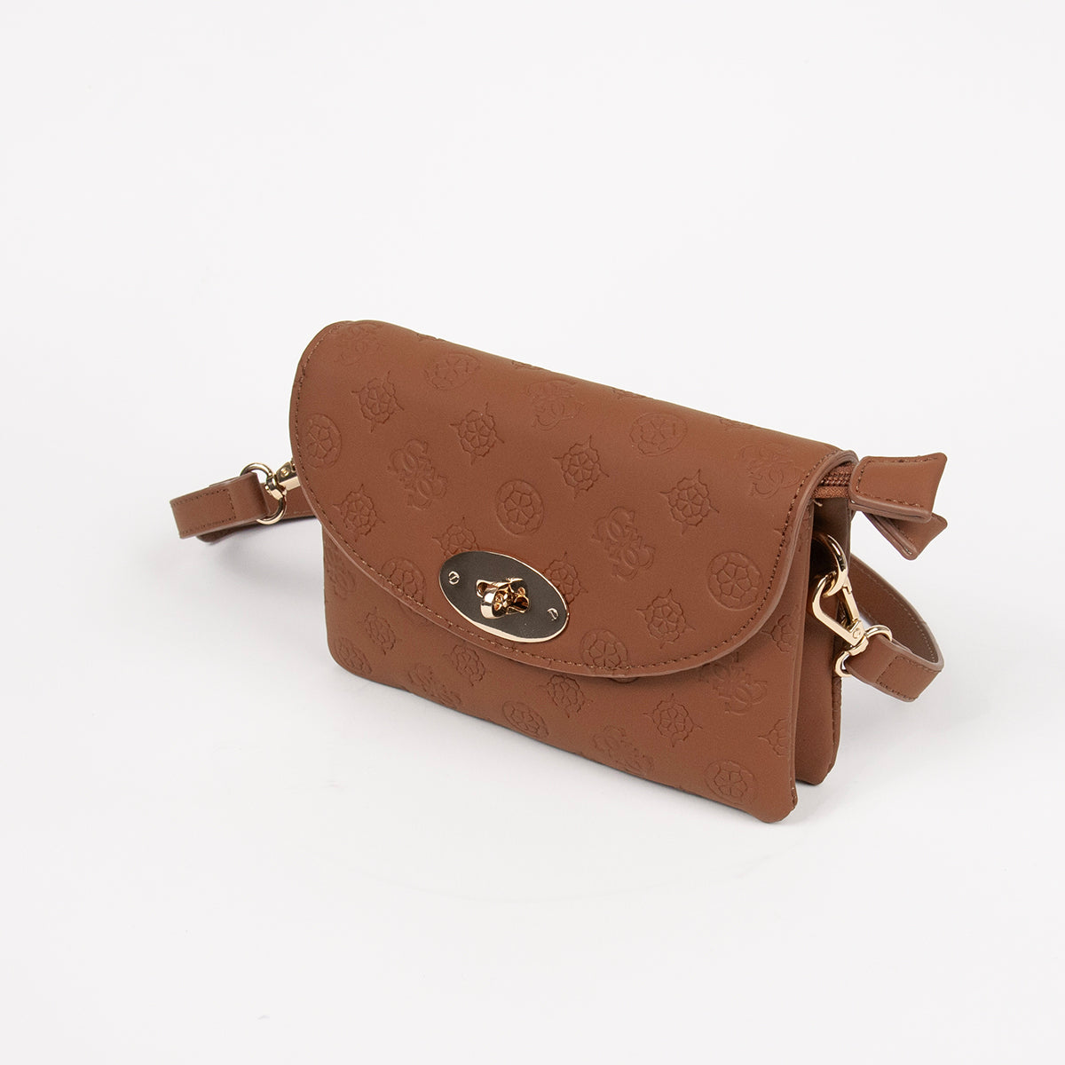 872115 Vesker, DANIELLE clutch med preget mønster - cognac