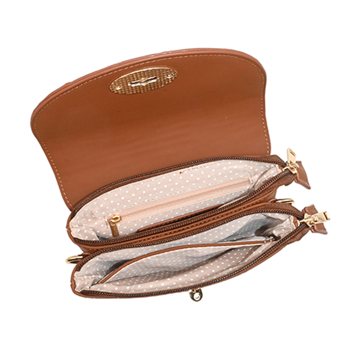 872115 Vesker, DANIELLE clutch med preget mønster - cognac