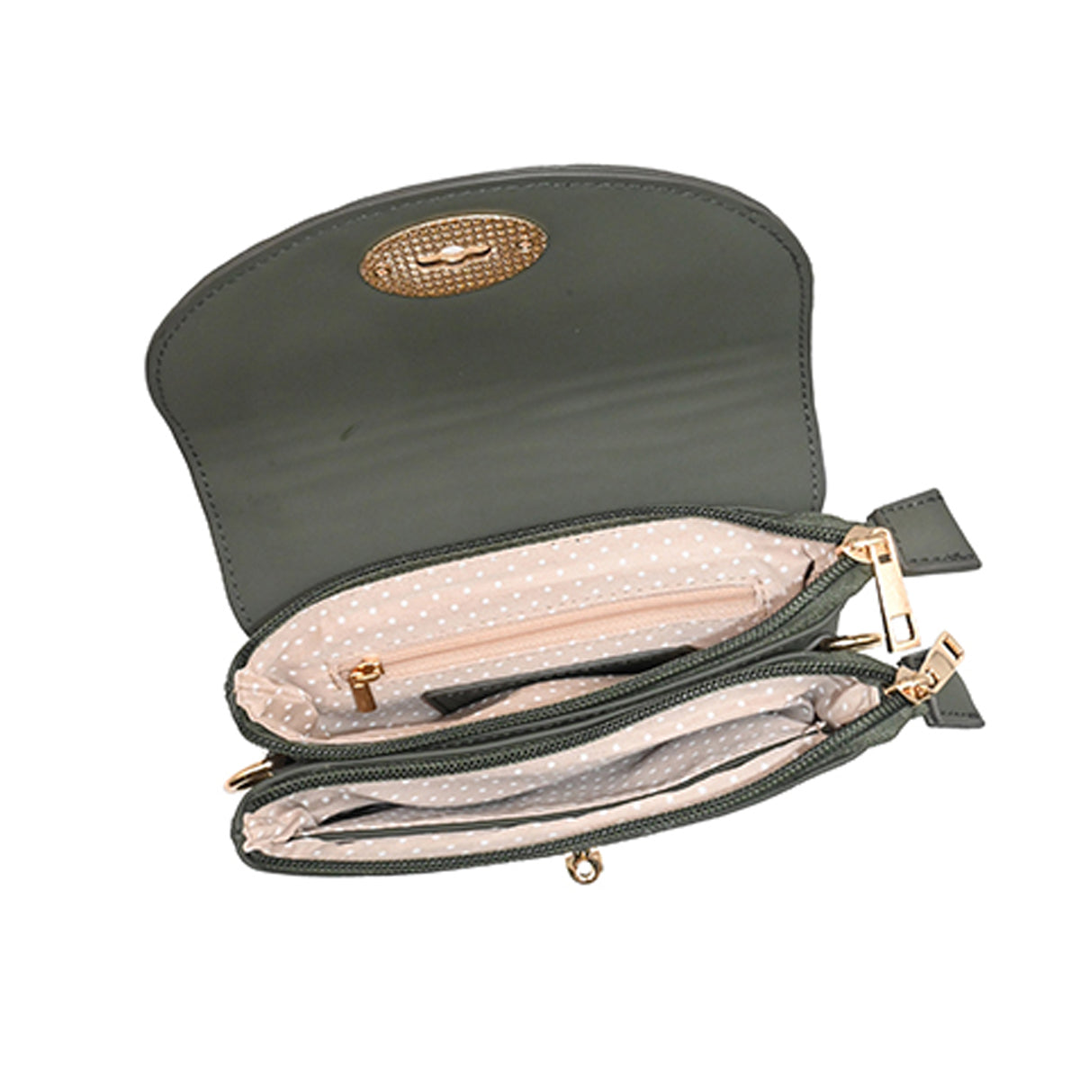 872150 Vesker, DANIELLE clutch med preget mønster - olivengrønn