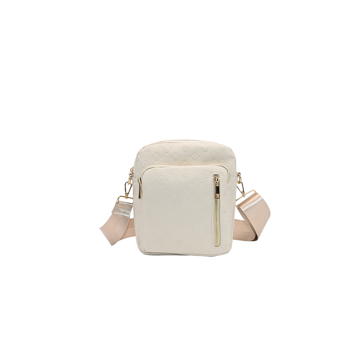 872205 Vesker, DINA Stor CityBag med preget mønster - beige