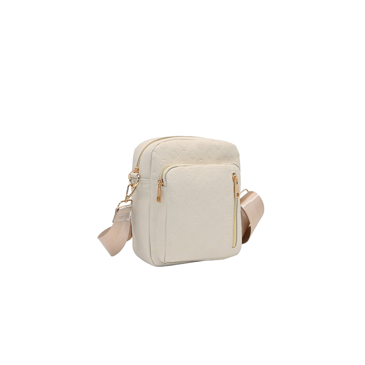 872205 Vesker, DINA Stor CityBag med preget mønster - beige