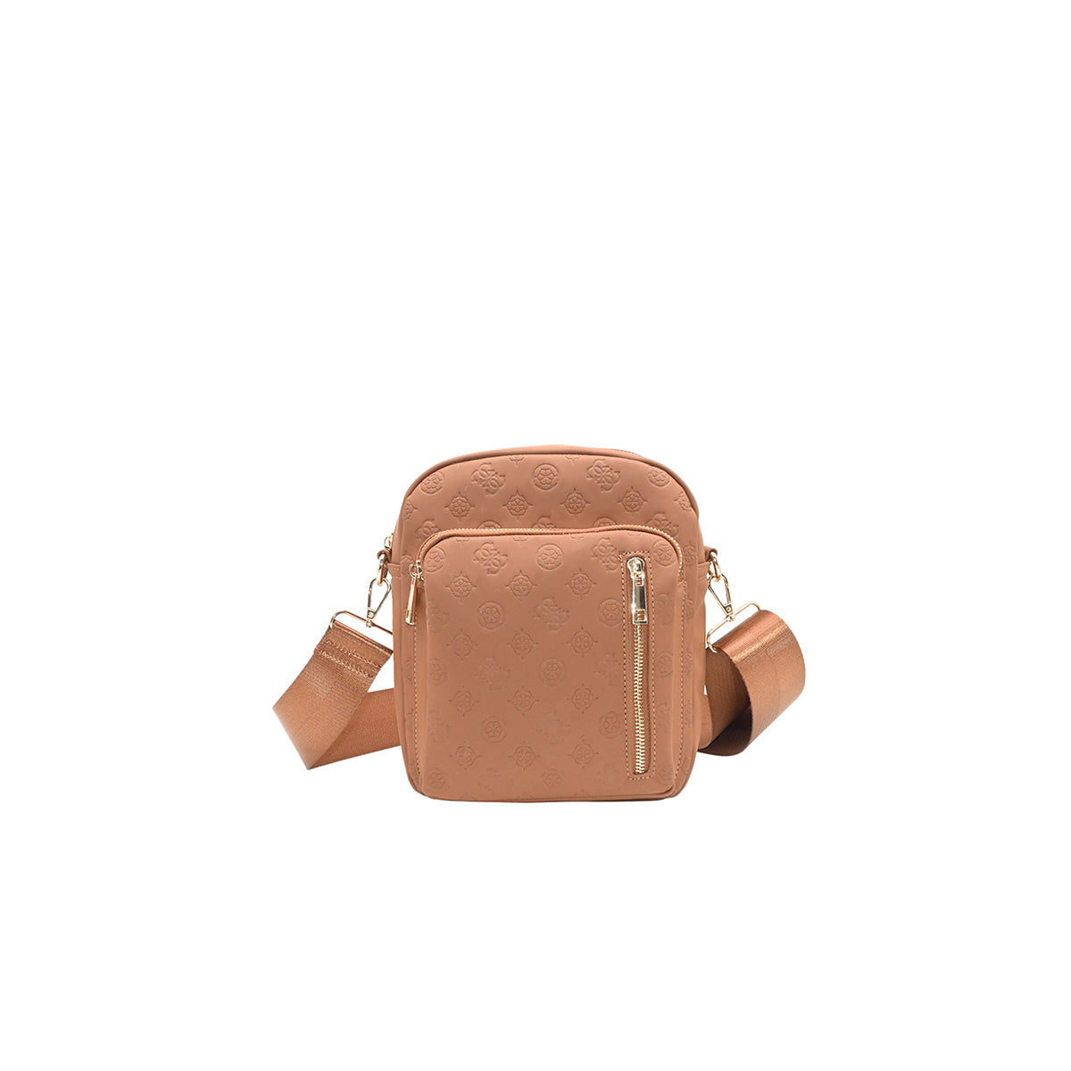 872215 Vesker, DINA Stor CityBag med preget mønster - cognac