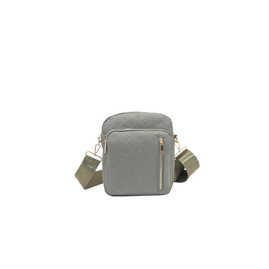 872250 Vesker, DINA Stor CityBag med preget mønster - olivengrønn