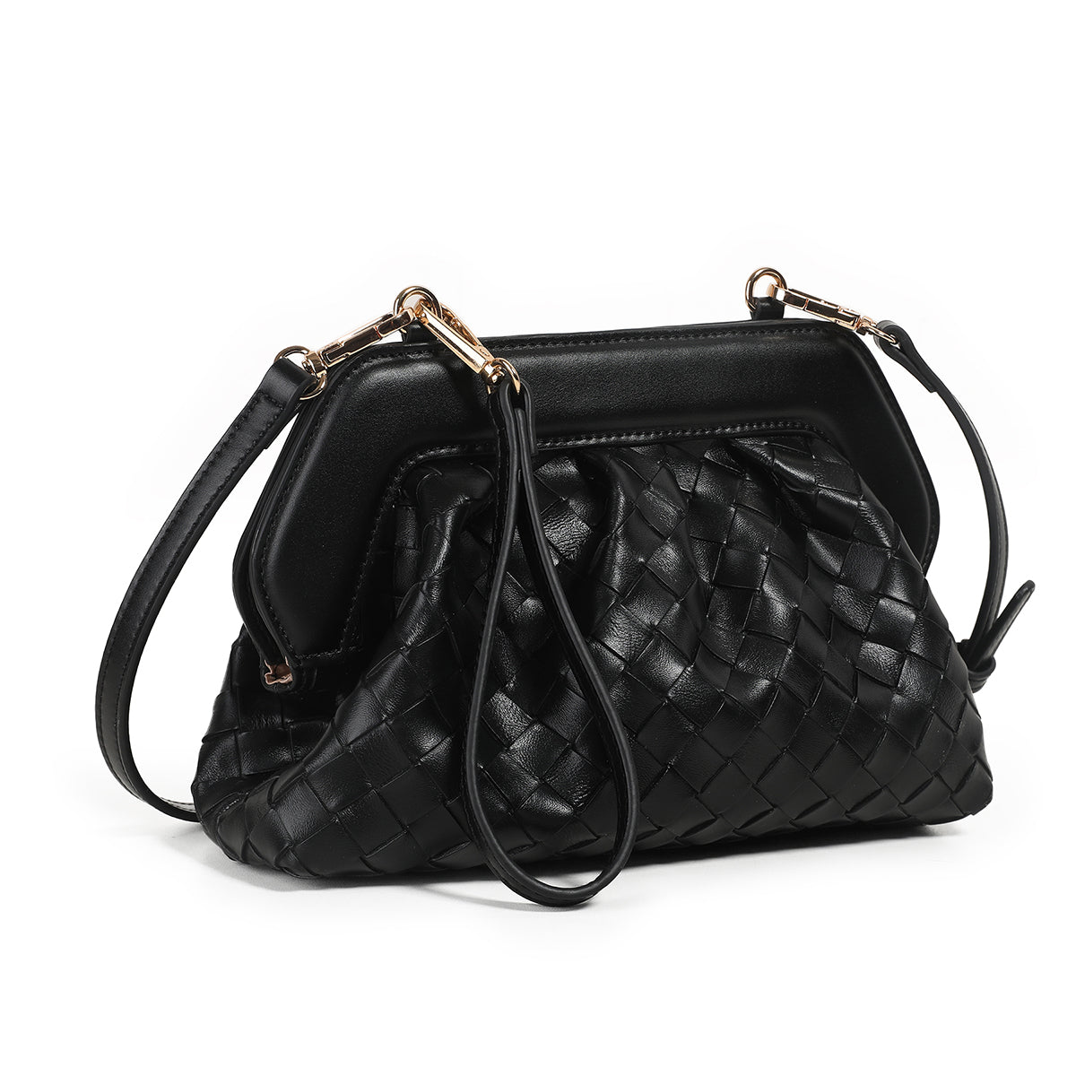 872701 Vesker, INDI flettet clutch - svart