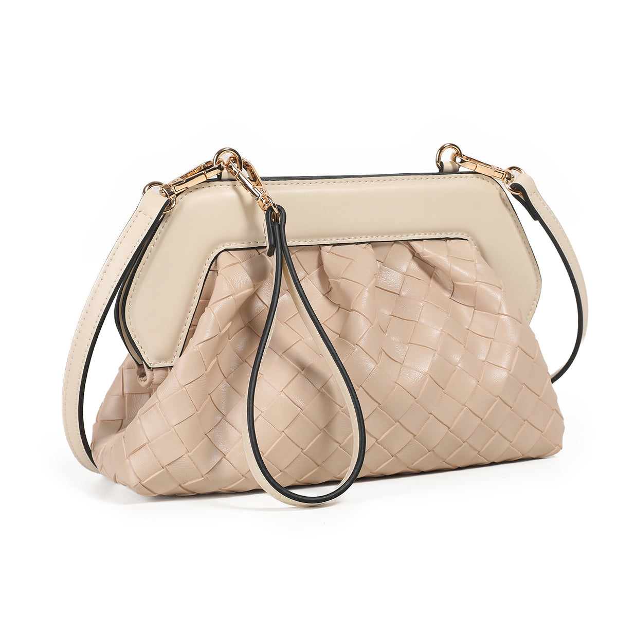 872705 Vesker, INDI flettet clutch - lys beige