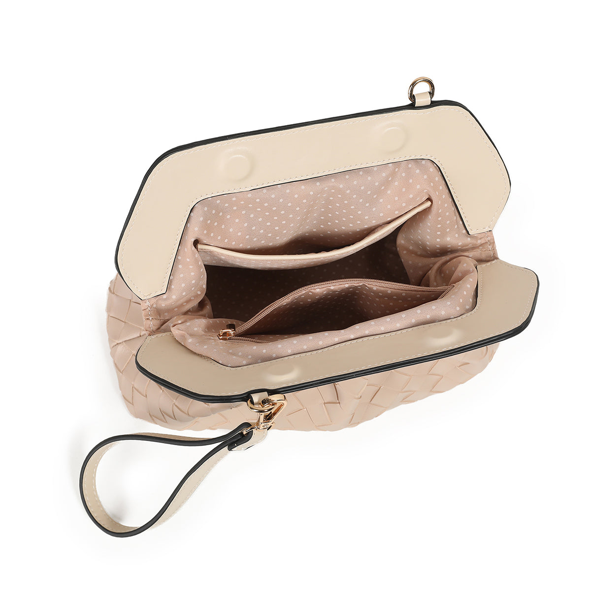 872705 Vesker, INDI flettet clutch - lys beige