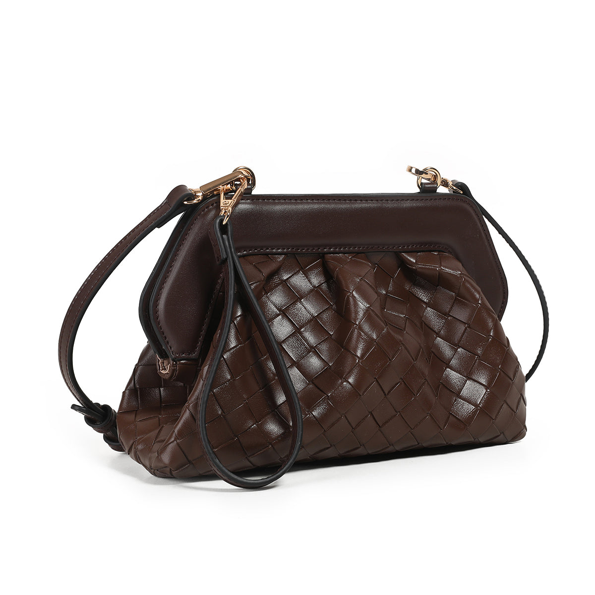 872711 Vesker, INDI flettet clutch - brun