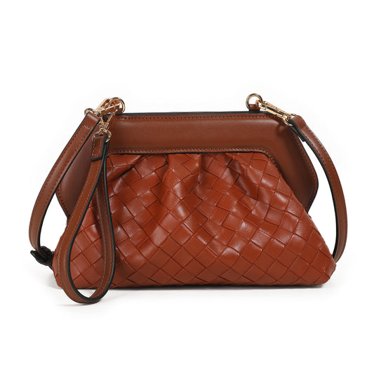 872715 Vesker, INDI flettet clutch - cognac