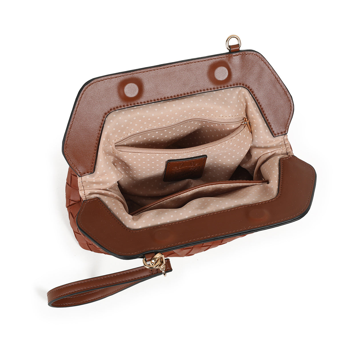 872715 Vesker, INDI flettet clutch - cognac