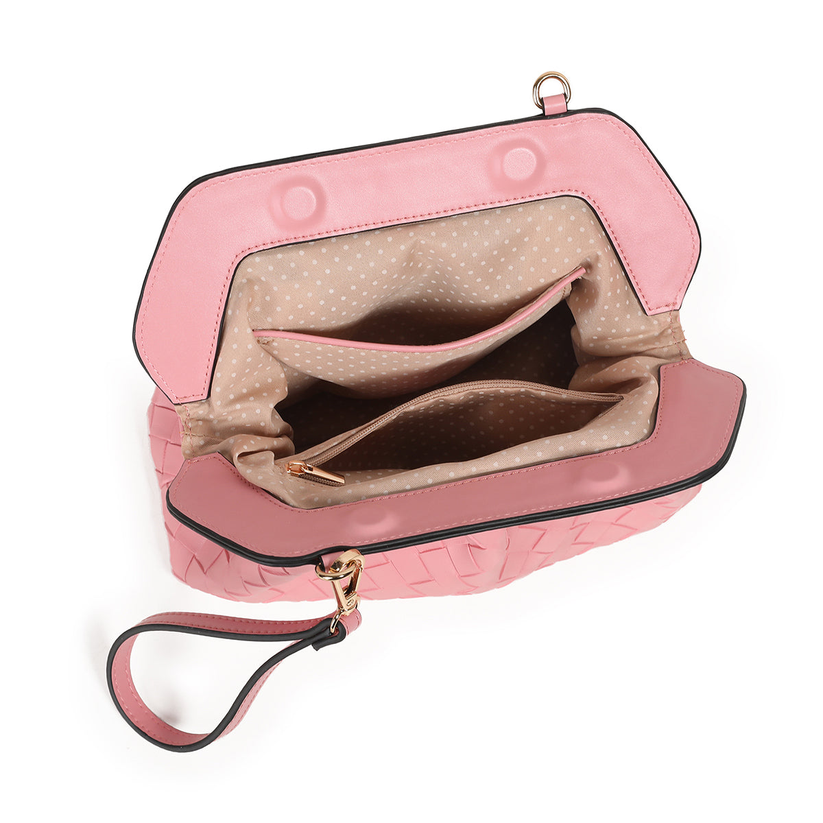 872736 Vesker, INDI flettet clutch - lys rosa