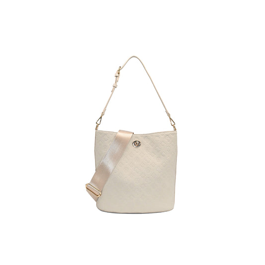 872805 Vesker, Ivory BucketBag med preget mønster - beige