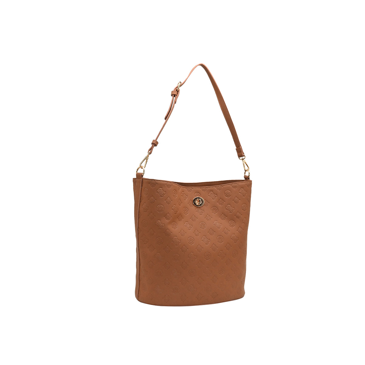 872815 Vesker, Ivory BucketBag med preget mønster - cognac