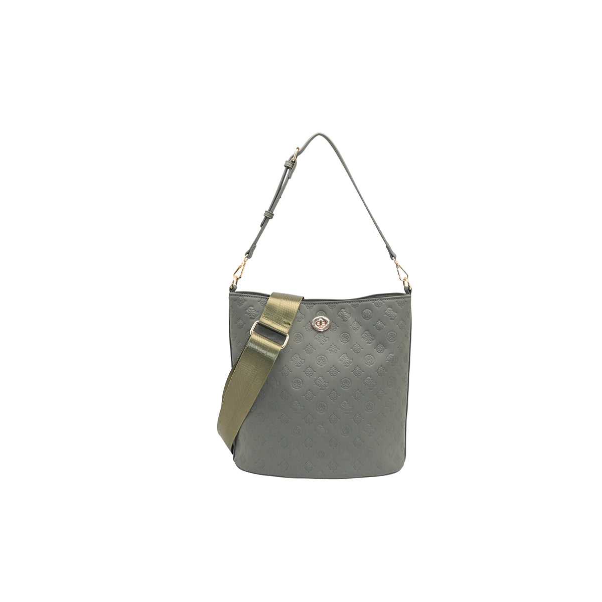 872850 Vesker, Ivory BucketBag med preget mønster - olivengrønn