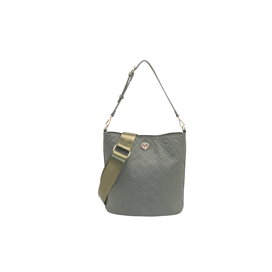 872850 Vesker, Ivory BucketBag med preget mønster - olivengrønn