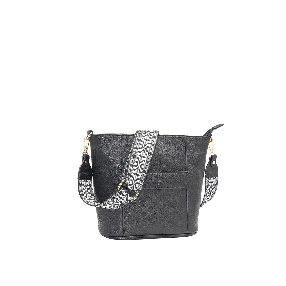 872901 Vesker, IRIA liten crossbag med mønstret rem - svart