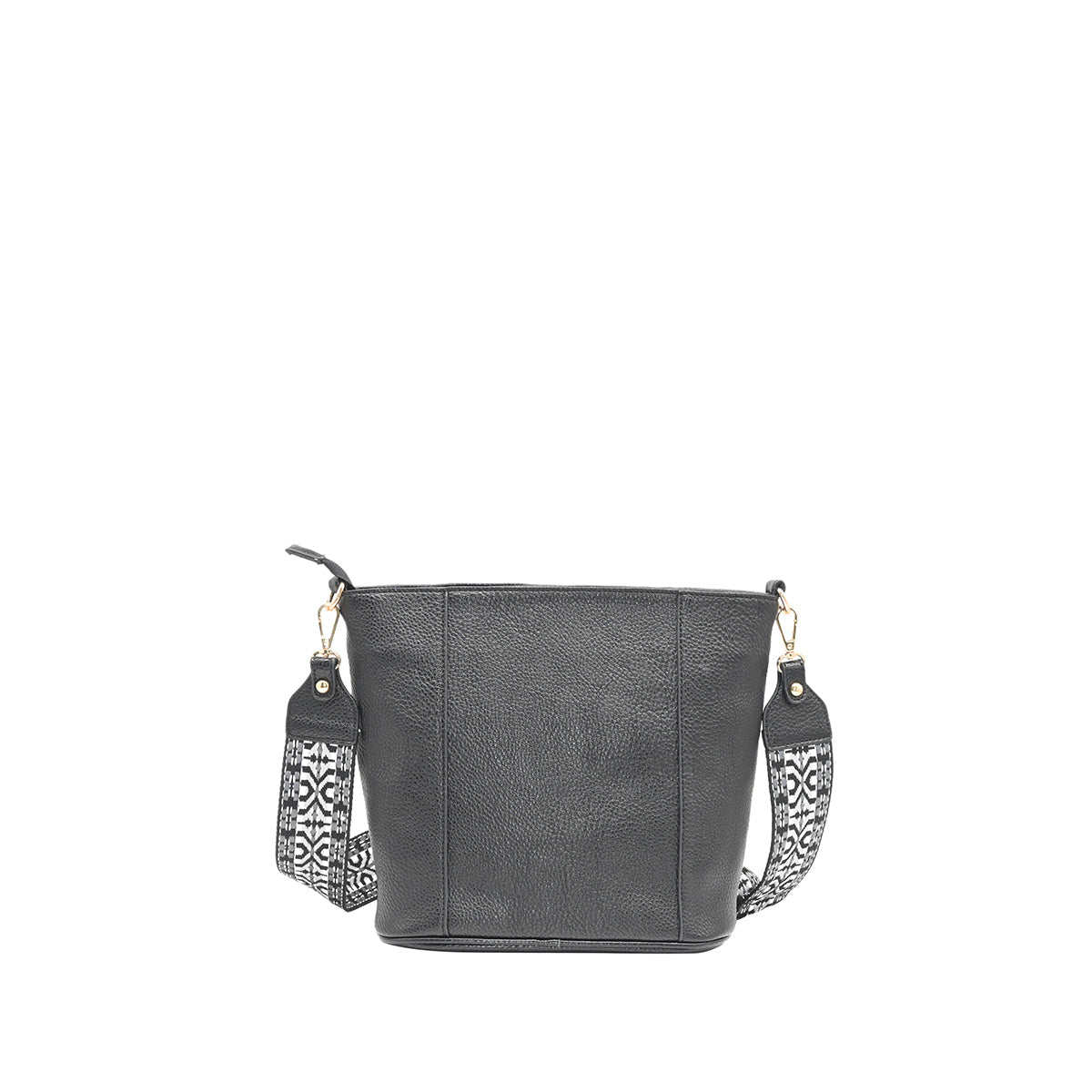 872901 Vesker, IRIA liten crossbag med mønstret rem - svart