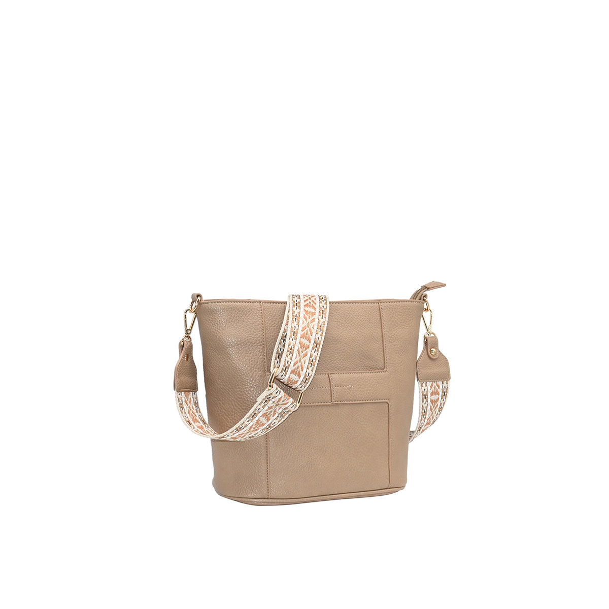 872905 Vesker, IRIA liten crossbag med mønstret rem - beige