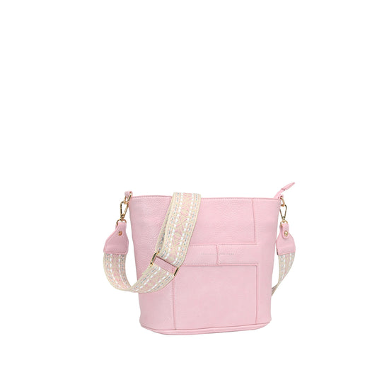 872936 Vesker, IRIA liten crossbag med mønstret rem -lys rosa