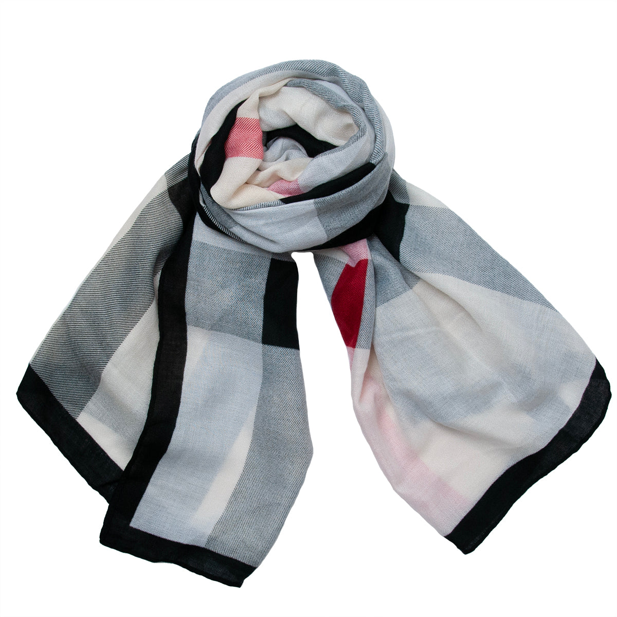 875201  Skjerf, Mykt skjerf Burberry-look print - svart