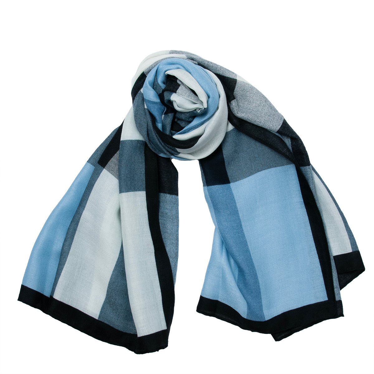 875241  Skjerf, Mykt skjerf Burberry-look print - blå