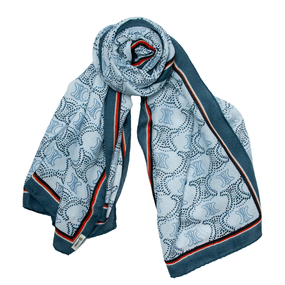 875341  Skjerf, Mykt skjerf stort CC print - lys blå