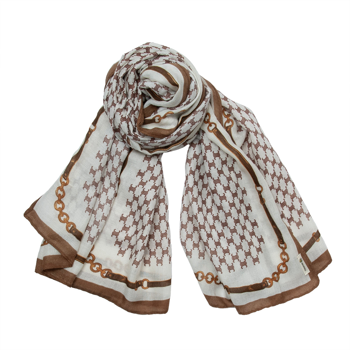 875503  Skjerf, Mykt skjerf lenke print - beige