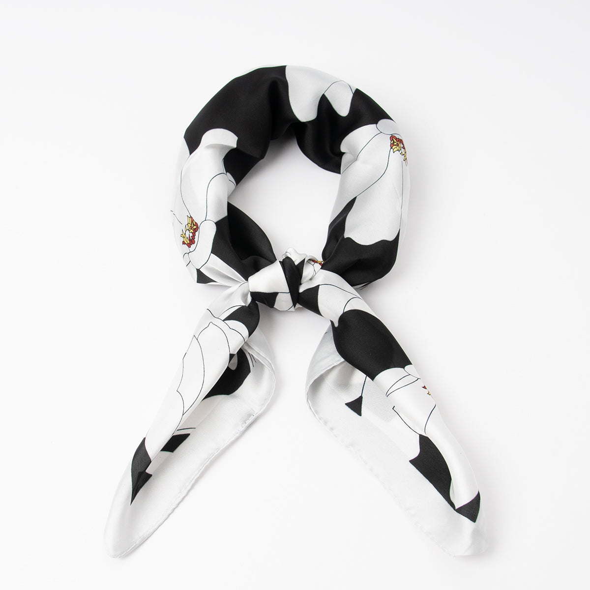 876101  Skjerf, Lite skjerf blomster svart/hvit