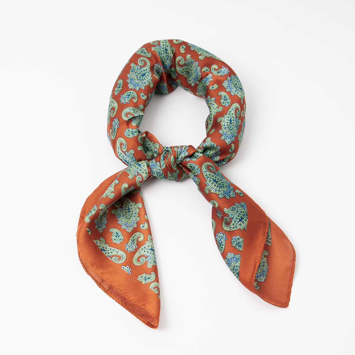 876511  Skjerf, Lite skjerf paisley brun/blå