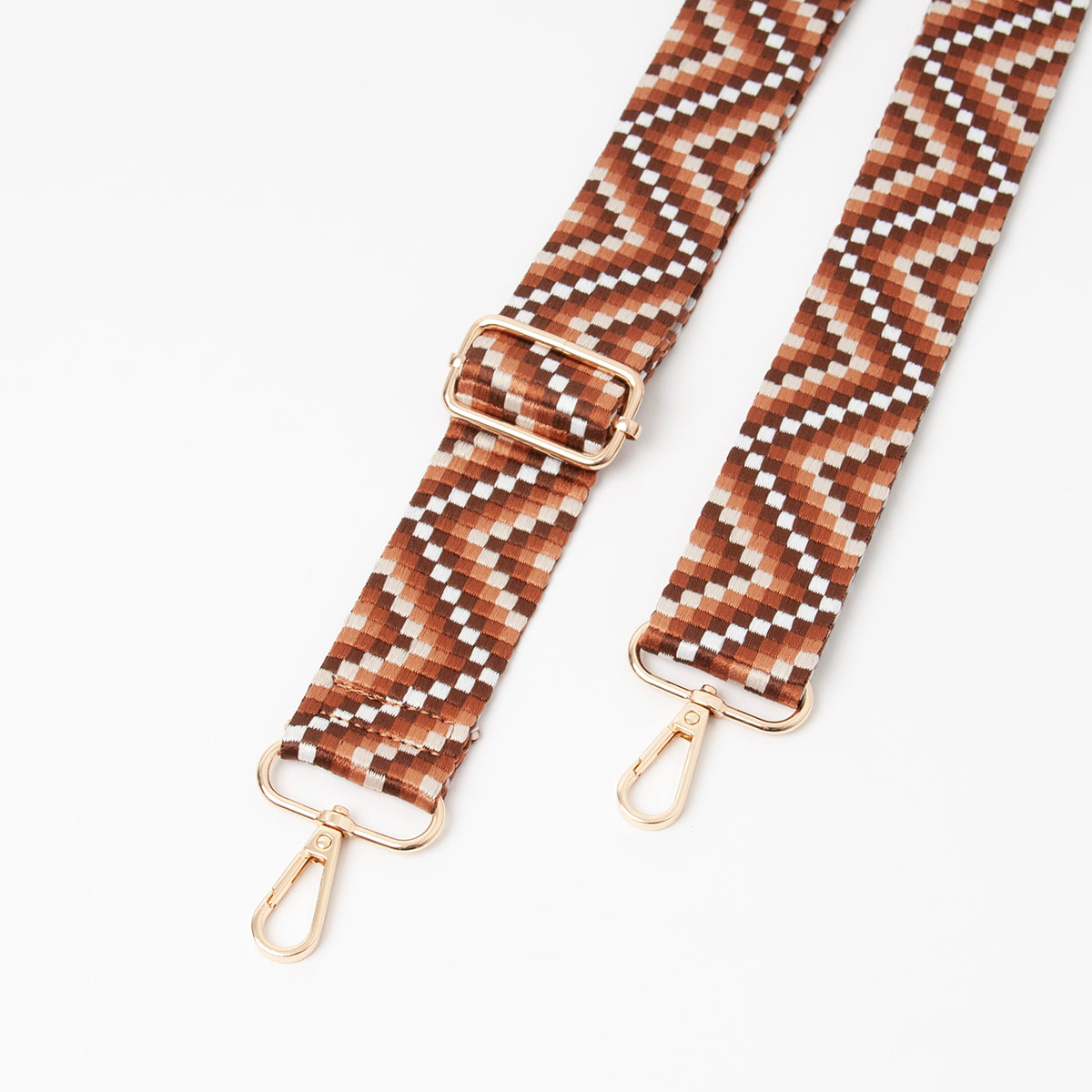 877811 Vesker, Skulderrem rutet print 3,8 cm - brun