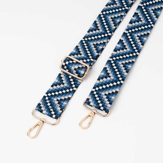 877841 Vesker, Skulderrem rutet print 3,8 cm - blå