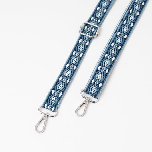 877941 Vesker, Smal skulderrem mønstret 2 cm - blå