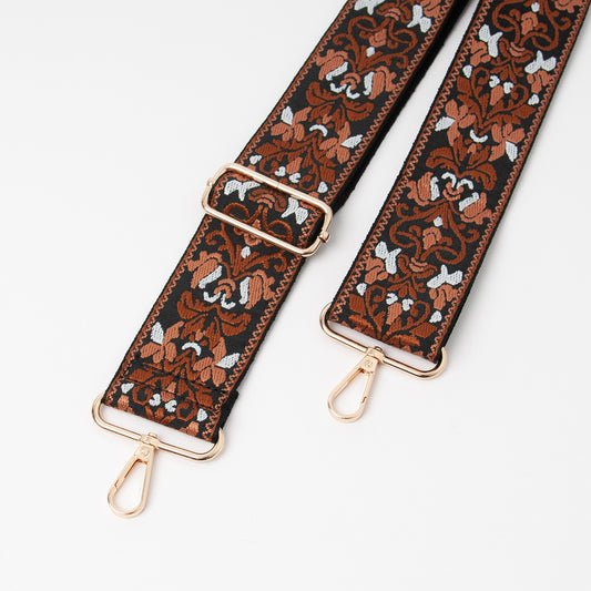 878115 Vesker, Skulderrem folklore mønstret 5,0 cm - svart