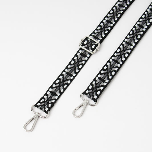 878301 Vesker, Smal skulderrem mønstret 2,5 cm - svart